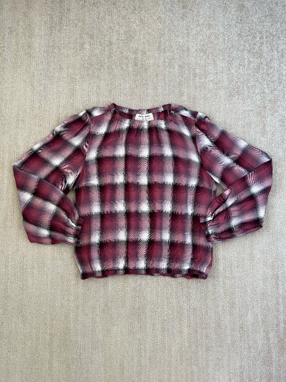 Cloth & Stone Anthropologie Glacier Plaid Bubble Hem Blouse Top XS